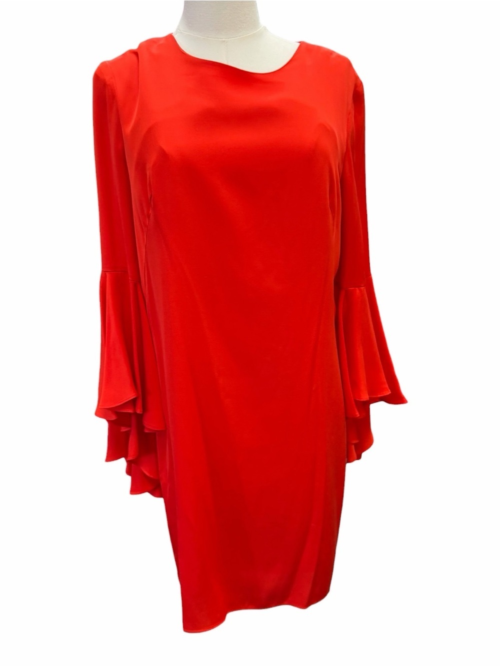 M‎11 Milly Bell-Sleeve Stretch-Silk Crepe Dress, Flame